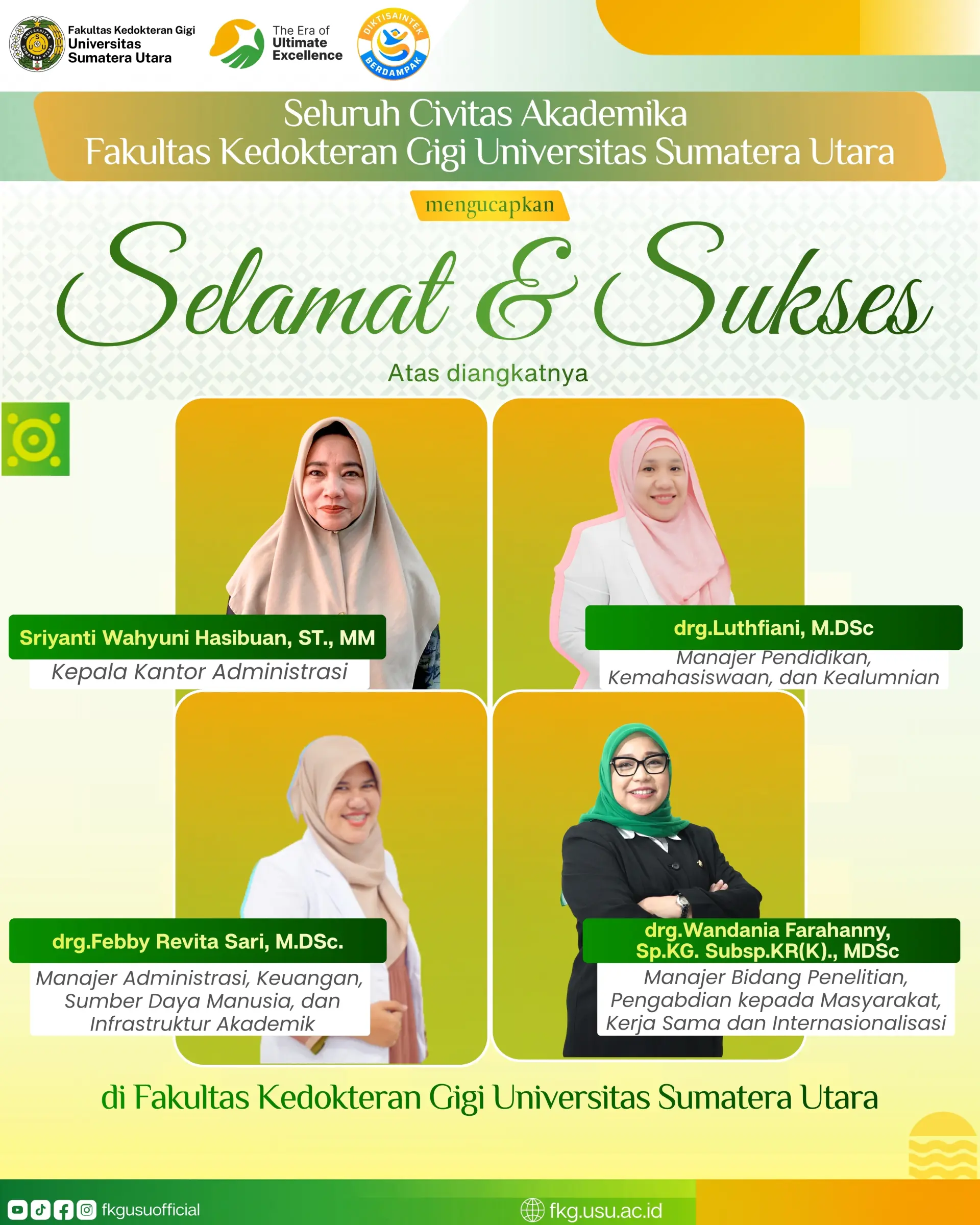 Pengangkatan Kepala Kantor Administrasi dan Manajer dilingkungan FKG USU